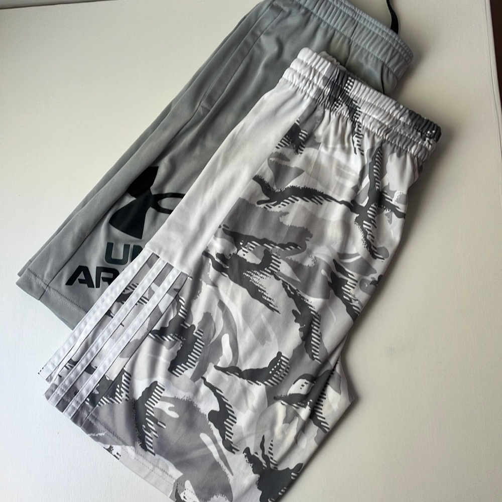 Two Pairs Gray and White Boys Shorts Set
